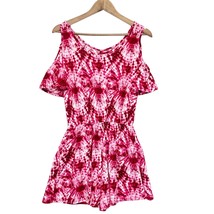 NEW Joe Boxer Juniors Tie Dye Romper Cold Shoulder Bright Pink White Size M  - £13.30 GBP