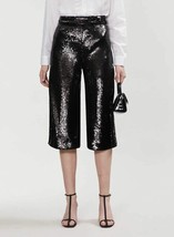 NEW MAJE Black Noir Party Sequin Wide Leg Cropped Culottes/Gaucho Pant (Size 36) - £175.81 GBP