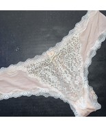Victoria&#39;s Secret S PANTY Cheeky Pink White gold Crystals FASHION SHOW L... - £39.65 GBP