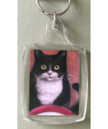 Small Cat Art Keychain - Suppertime - £6.39 GBP