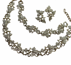 Vintage Sarah Coventry Leaves Demi Parure Jewelry Set Necklace Bracelet Earrings - £32.11 GBP