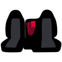 60-40 Bench Truck Seat Covers Fits 98-03 RANGER/ Black Charcoal W Red Flag Logo - £71.00 GBP