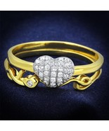 Micro Pave Simulated Diamond Two Tone 14k Gold Plated Wedding Bridal Rin... - £87.42 GBP