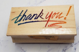 Thank You Scribble All Night Media Wood Mounted Rubber Stamp 286G - £5.48 GBP