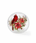 Red Cardinal Orb Figurine Crackle Glass Lighted LED 4.7&quot; Diameter Christmas - €21,02 EUR