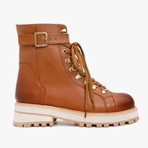 The Belgrano Tan Leather Lace-Up Ankle Women Boot With a Side Zipper image 8