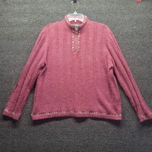Woolrich Wool Sweater Women&#39;s Sz L Nordic Red 1/4 Zip Pullover - £22.82 GBP