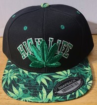 High Life Marijuana Leaf Leaves Cannabis Weed Snapback Baseball Cap ( Black ) - £11.77 GBP