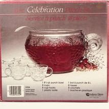 Indiana Glass Grapes Celebration 18 Piece Complete Punch Bowl Set In Box # 5354 - £38.66 GBP