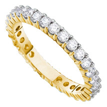 14k Yellow Gold Womens Round Pave-set Diamond Eternity Wedding Band 1 Cttw - £905.00 GBP