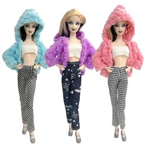 1/6 Doll Outfits 3 Set Winter Clothes For Barbie Doll Fur Jacket Coat Pants - £13.89 GBP
