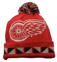 Detroit Red Wings Mitchell &amp; Ness 2 Face NHL Team Pom Pom Knit Hockey Ca... - $22.75