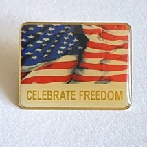 US American Flag Celebrate Freedom Red White Blue Gold Lapel Hat Lanyard Pin 1” - £7.07 GBP