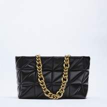 Large Quilted Tote Handbags with Big Metal Chain Leather Shoulder Bag Branded De - £46.01 GBP