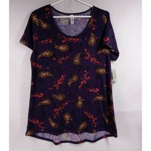 NWT Lularoe Classic T Purple With Brown Paisley &amp; Red Leaf Designs Size Large - $15.51