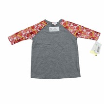 LulaRoe Shirt Boys 4 Gray Mickey Mouse Sleeve Design Kids Baseball Tee - £20.55 GBP