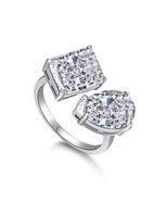 Timeless Love: Eternity S925 Silver 2 Stone Engagement Ring with 2ct Pea... - $38.00