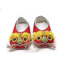 Chinese Baby Shoes Tiger Head Folk Art Handmade Red Mid-Century 1960&#39;s N... - $14.82