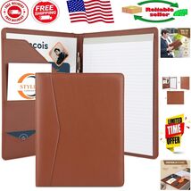Compact Brown Faux Leather Document Holder - Business Card &amp; Notepad Inc... - $590.63 MXN