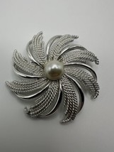 MCM Large Silver Faux Pearl Star Brooch by Sarah Coventry - £11.84 GBP