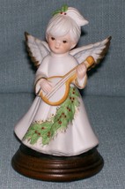 Lefton Porcelain Angel Figurine #10657 w/ Music Box -WHITE Christmas EUC- 1995 - £11.84 GBP