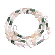 Natural Moonstone Aventurine Gemstone Smooth Beads Necklace 17&quot; UB-4986 - £8.60 GBP