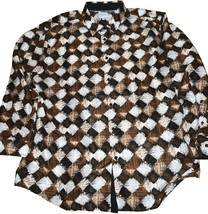 Steve Harvey Brown Patch Pattern Button Down Shirt Size 2XL - $11.37