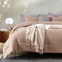 Queen Size Comforter Set - 3 Pieces Cationic Dying Queen Soft Bed Set With 2 Pil - £66.85 GBP