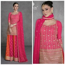 Ready To Wear Salwar Suit Set, Punjabi Sharara Style Top Bottom Dupatta, Festiva - £107.65 GBP