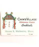 Chin&#39;s Village Chinese Restaurant Vintage Massachusetts Matchbook Unstru... - $565.67 MXN