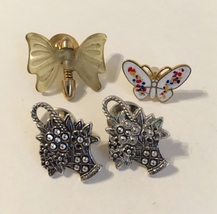 Lapel Pins Tie Tack Lot 4 Butterfly Flower Baskets Signed Avon Sarah Cov... - £19.75 GBP