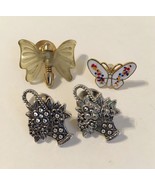 Lapel Pins Tie Tack Lot 4 Butterfly Flower Baskets Signed Avon Sarah Cov... - £19.59 GBP