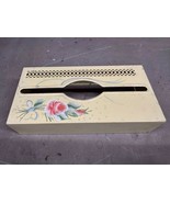 Vintage Tole Art Deco Tissue Box Dispenser Hand Painted Rose Floral Fren... - $347.85 MXN