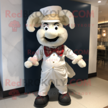 White Goulash mascot costume character dressed with a Bermuda Shorts and Bow tie - $1,339.00