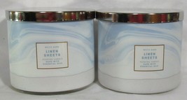 White Barn Bath &amp; Body Works 3-wick Scented Candle Lot Set of 2 LINEN SHEETS - £50.34 GBP