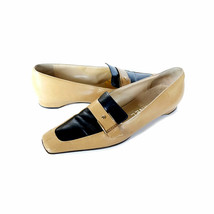 Vintage Chanel Shoes 37.5 Black &amp; Tan Loafers Italy Womens Size 7 - £416.95 GBP