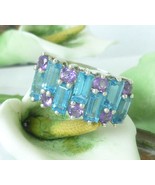 3 ct tw Sterling Blue Topaz and Amethyst Band Ring - $94.37 CAD