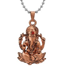 Copper bronze Plated Brass lotus sitting Lord Ganesh ji, Ganpati Pendant locket - £31.87 GBP