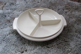 TUPPERWARE vintage almond 3  sectional dish with carry handle (tupperware) - £5.95 GBP