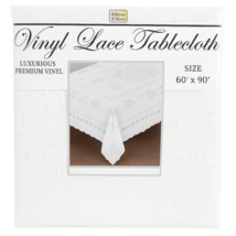 Vinyl Crochet Lace Tablecloth 60x90 White Durable Wipeable Decorative Cover - $16.82