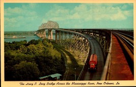 Vintage The Huey P. Long Bridge New Orleans Louisiana Vintage Postcard bk42 - £2.33 GBP