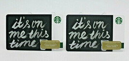 Starbucks Coffee 2014 Gift Card IT&#39;S ON ME THIS TIME Black Zero Balance Set of 2 - £9.04 GBP