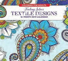 16-Month Adult Coloring Wall Calendar (Textile Designs) - £7.11 GBP