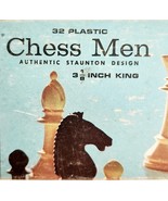 Staunton Chess Men 1969 Milton Bradley 32 Pcs 4807 Original Box Game Par... - $34.17 CAD