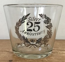 Vtg 25 Years Silver Anniversary Glass Ice Bucket Flower Vase Candle Hold... - $565.19 MXN