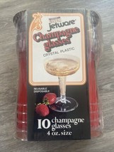 1975 SEALED Jetware 10 Champagne Glasses Clear Crystal Plastic 4 Oz USA - $9.85