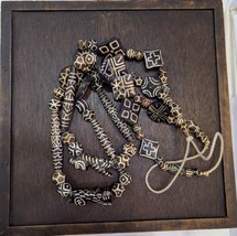 Lote 2 collares asiáticos birmanos antiguos pumtek de cuentas de piedra ... - $209.13