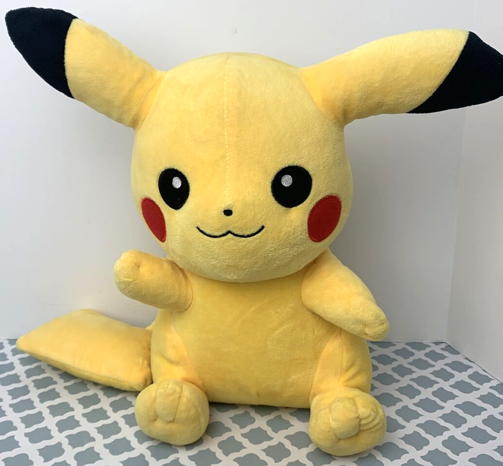 Pikachu Pokemon Plush 12" XY Waving Eyes Open Mouth Closed Sitting Cute - £11.66 GBP