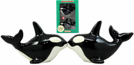 Killer Whale Orcas Ocean Marine Sea Life Salt &amp; Pepper Shakers Set Ceramic - £12.68 GBP