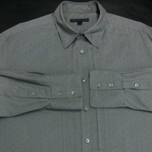 John Varvatos Men&#39;s (L) Gray Geo Print BUTTON-FRONT Long Sleeve Cotton Shirt Guc - £27.32 GBP